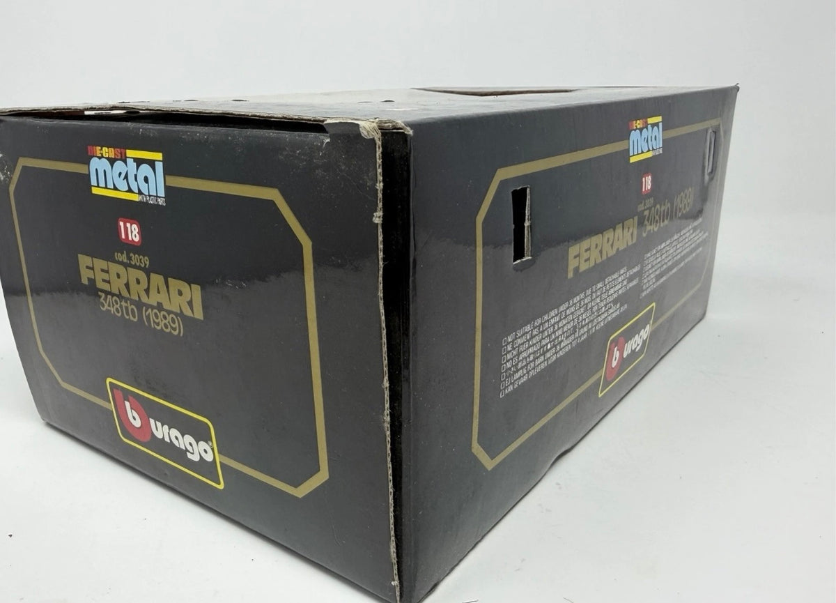 Red Bburago Ferrari 348tb 1:18 diecast model car with box, detailed collectible from the Toys & Collectables category.
