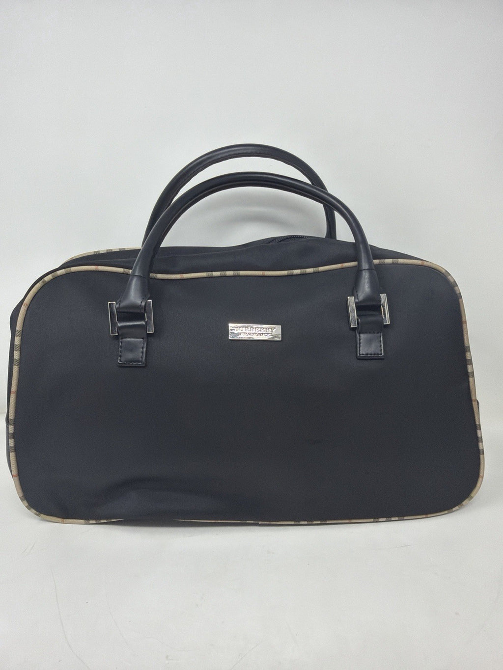 Burberry black holdall weekend bag with check trim – photo 1 of 16