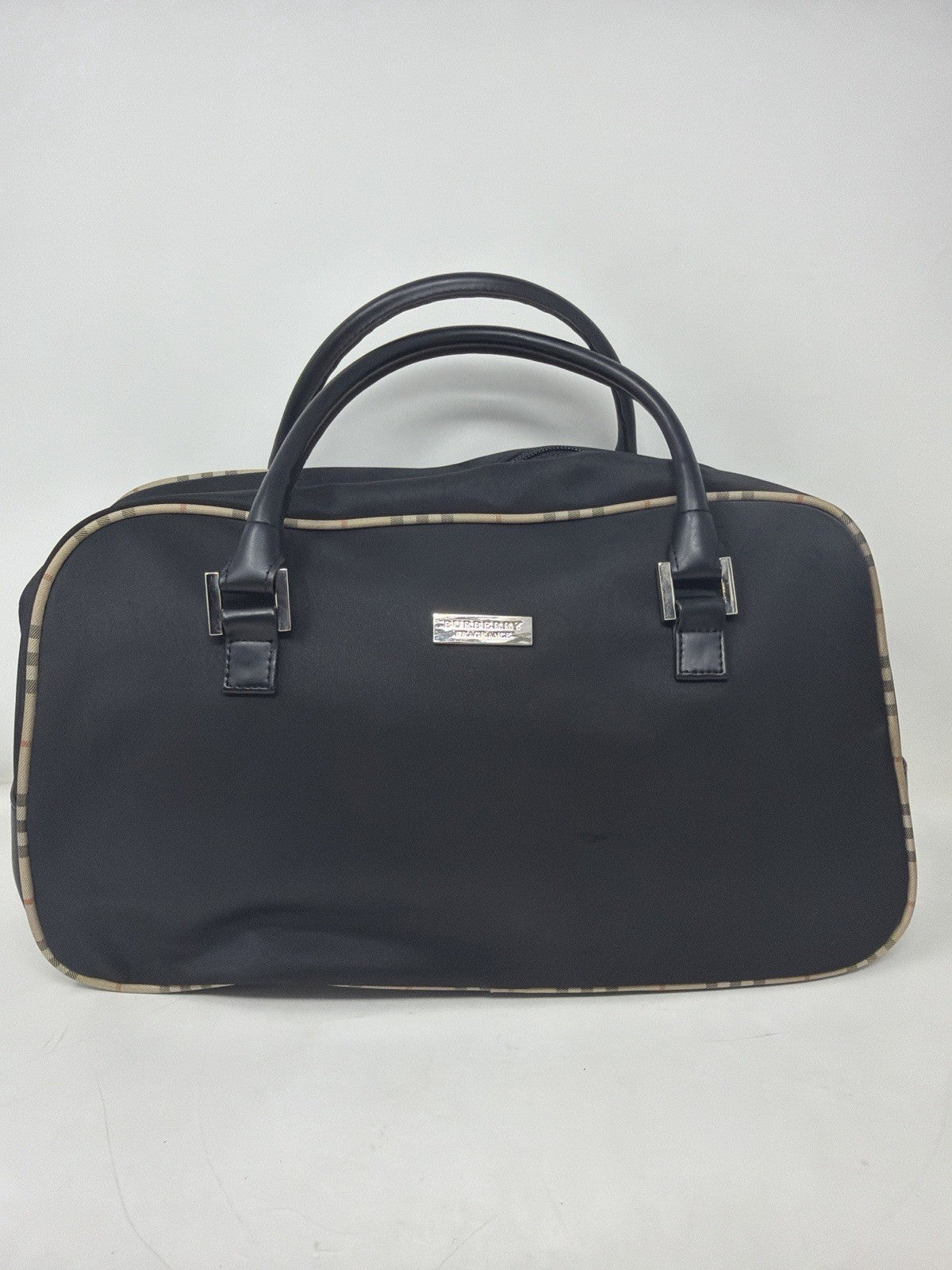 Burberry black holdall weekend bag with check trim – photo 1 of 16