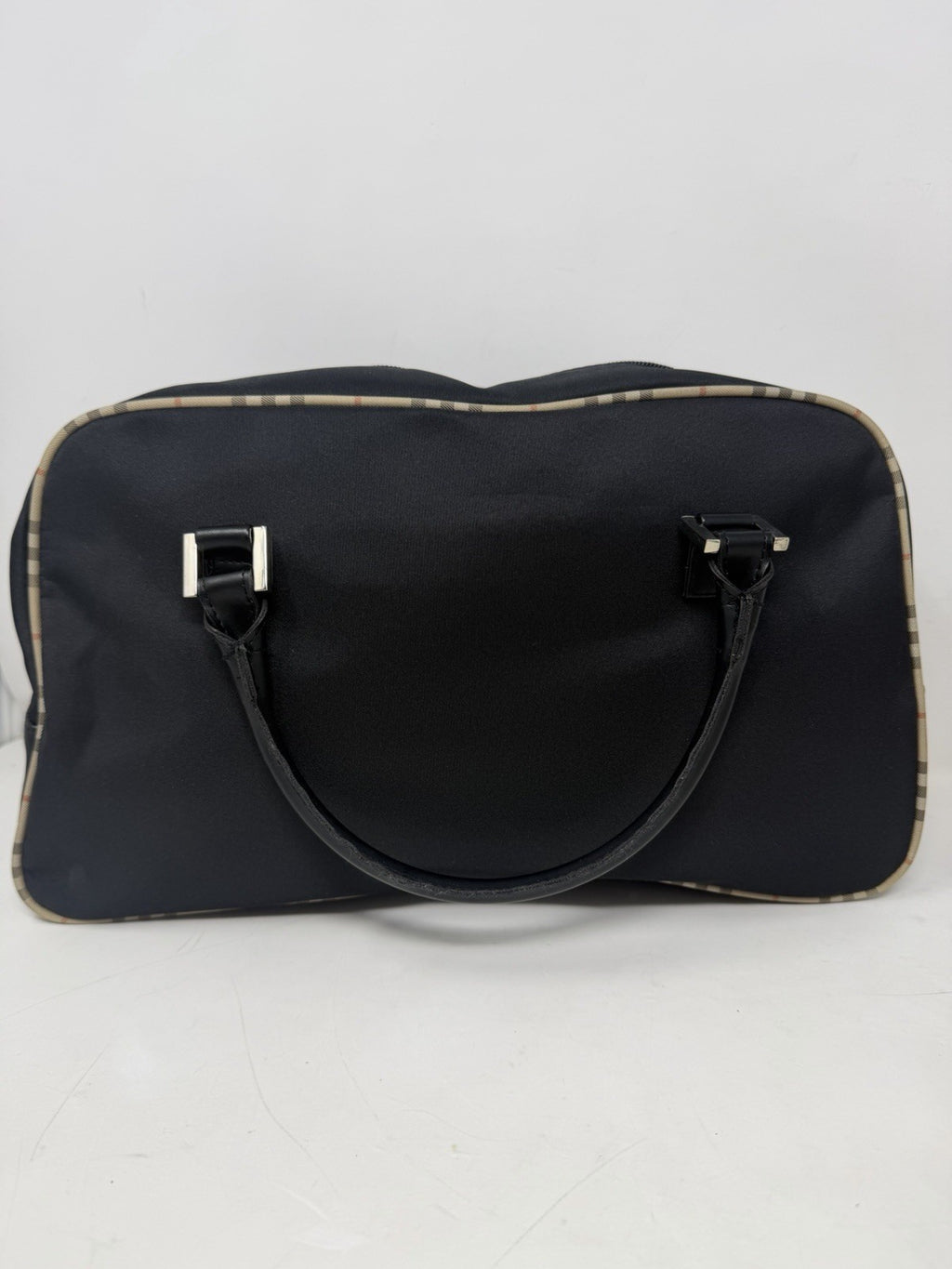 Burberry black holdall weekend bag with check trim – photo 9 of 16