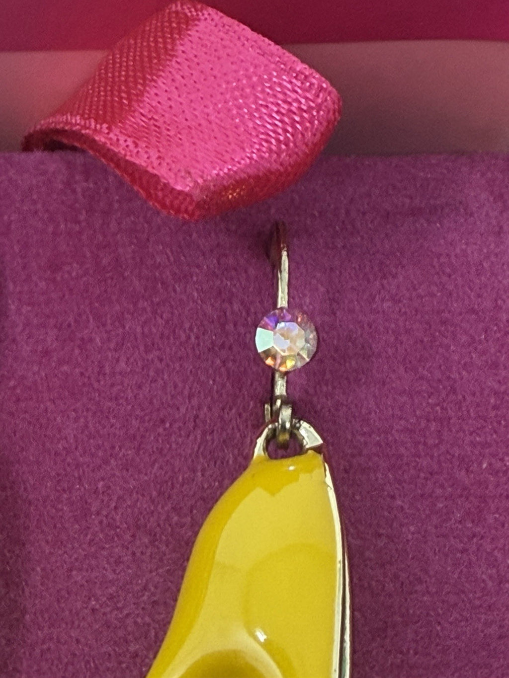 Butler & Wilson yellow enamel stiletto heel drop earrings in box – photo 3 of 8
