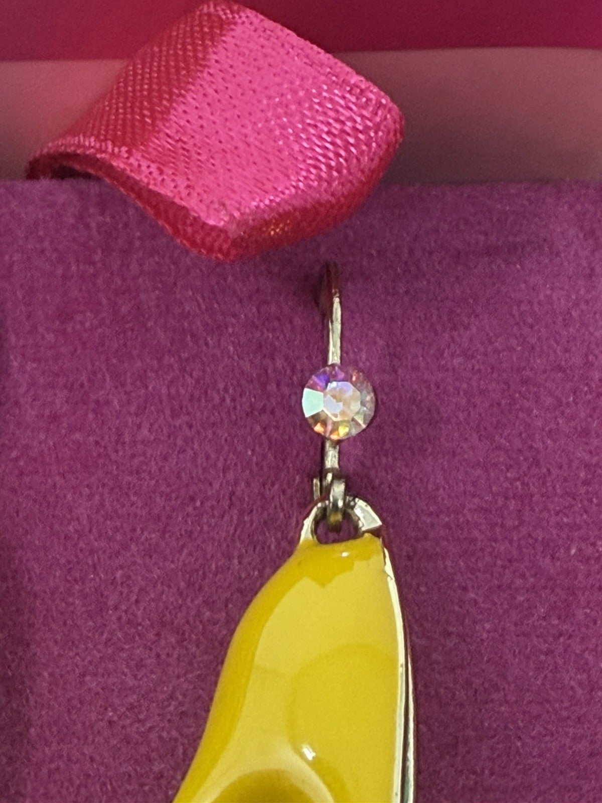 Butler & Wilson yellow enamel stiletto heel drop earrings in box – photo 3 of 8