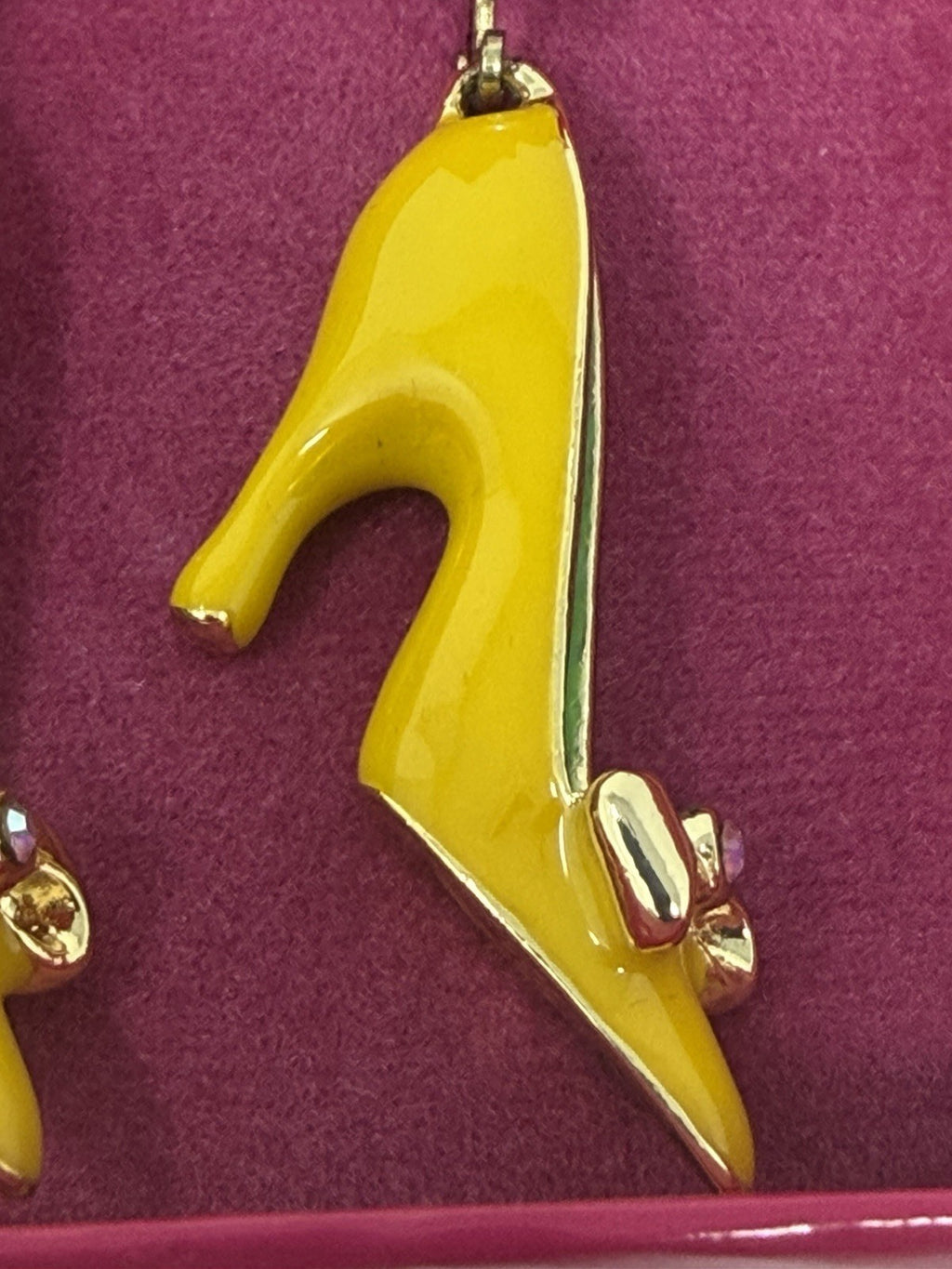 Butler & Wilson yellow enamel stiletto heel drop earrings in box – photo 4 of 8