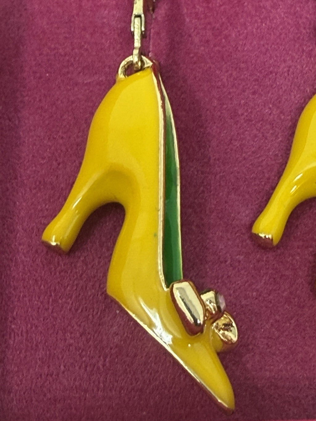 Butler & Wilson yellow enamel stiletto heel drop earrings in box – photo 5 of 8