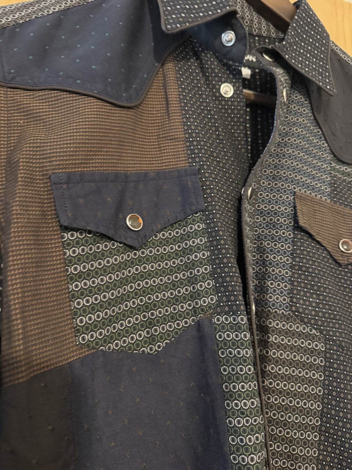 Dolce & Gabbana Gold label navy multi patchwork long sleeve button-up shirt – photo 10 of 16