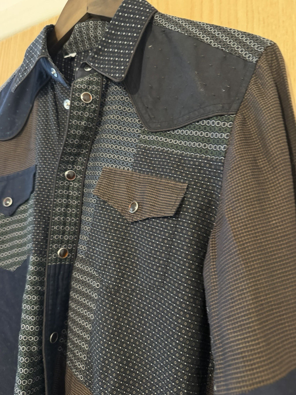 Dolce & Gabbana Gold label navy multi patchwork long sleeve button-up shirt – photo 11 of 16
