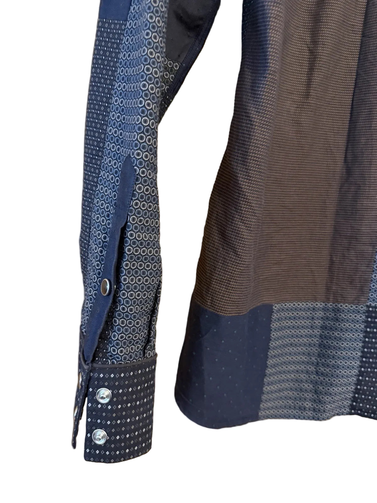 Dolce & Gabbana Gold label navy multi patchwork long sleeve button-up shirt – photo 14 of 16