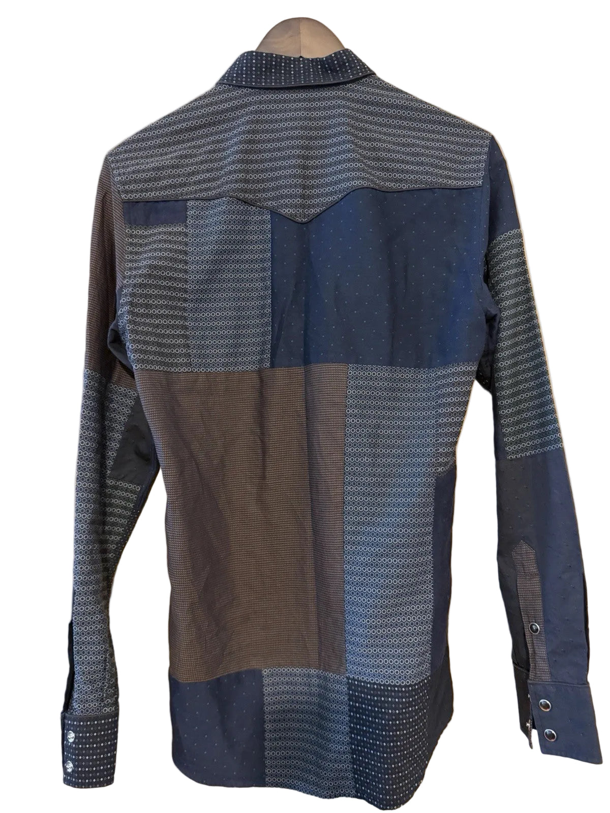 Dolce & Gabbana Gold label navy multi patchwork long sleeve button-up shirt – photo 15 of 16