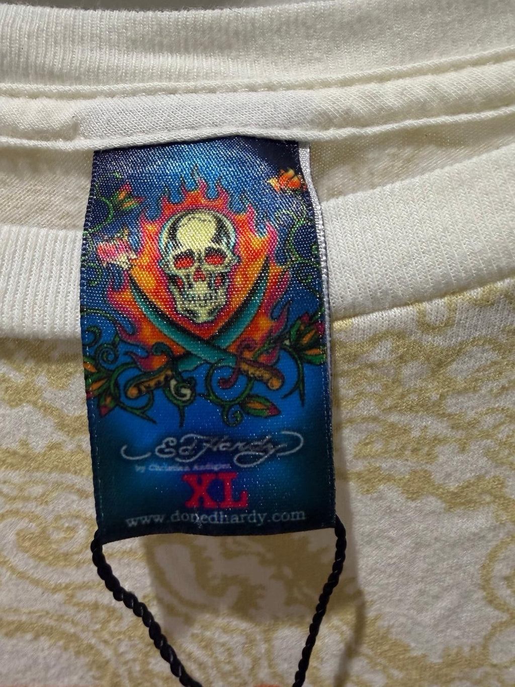 Ed Hardy by Christian Audigier skull and flame long sleeve t-shirt with paisley print, men's medium – photo 5 of 7
