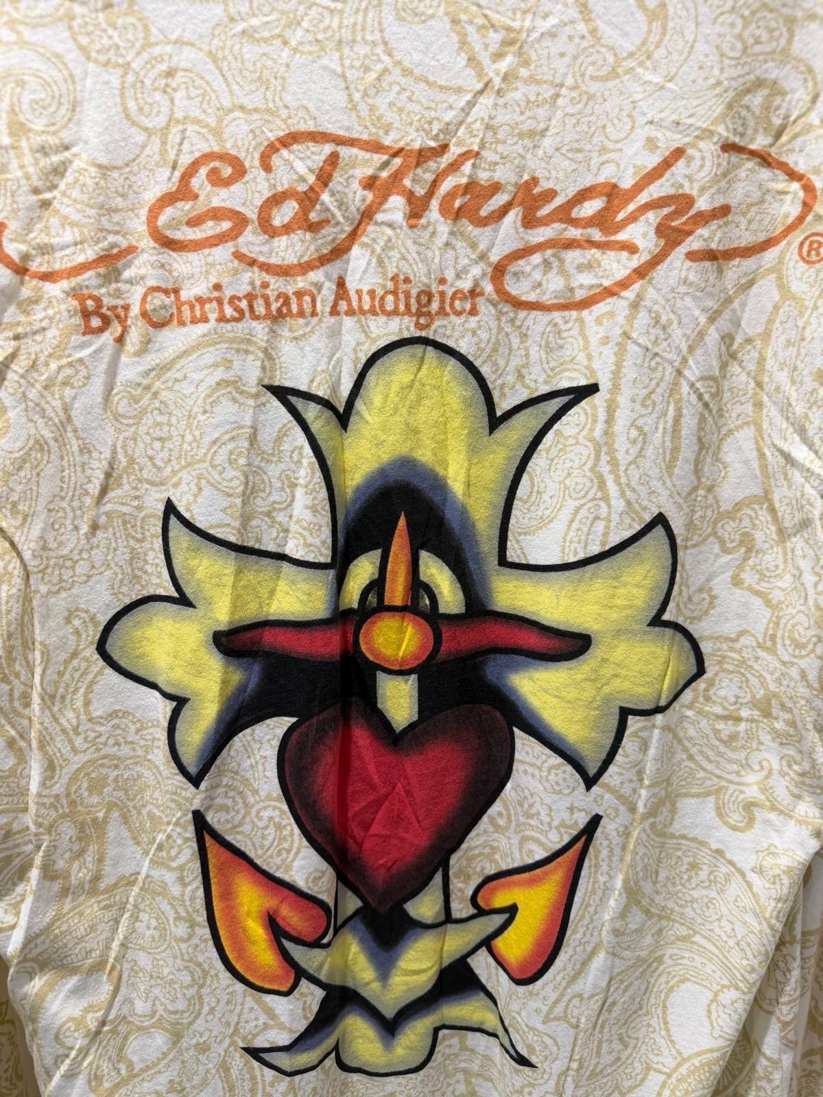 Ed Hardy by Christian Audigier skull and flame long sleeve t-shirt with paisley print, men's medium – photo 6 of 7