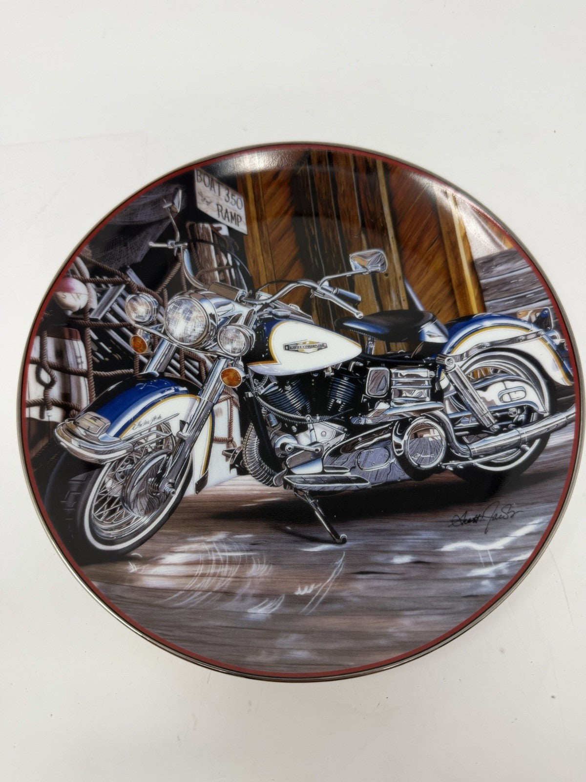 Franklin Mint Harley-Davidson Scott Jacobs porcelain plate set, '49 Pan Head plate