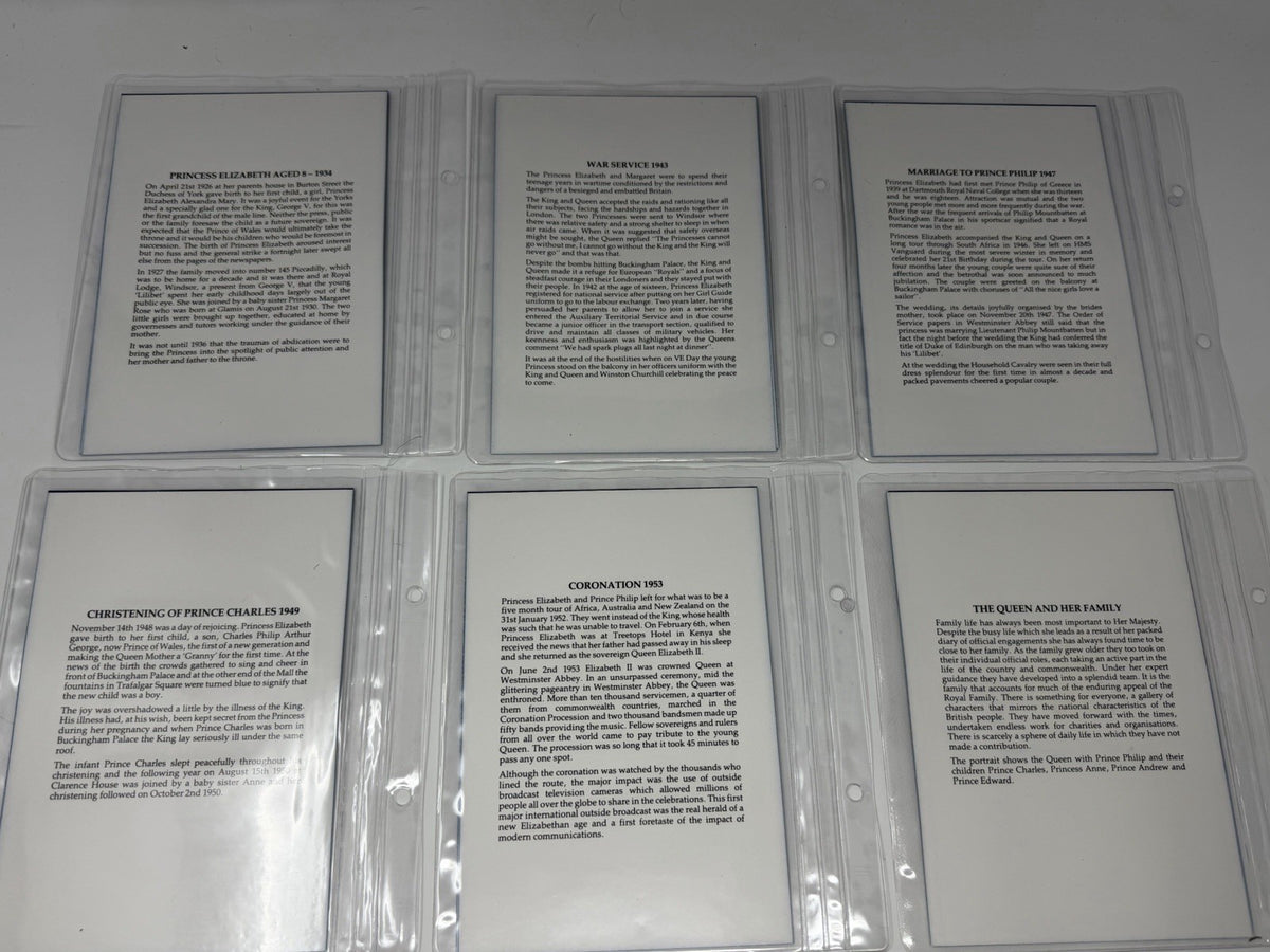 New Elizabethan Golden Age 23ct gold stamp collection, historical information pages