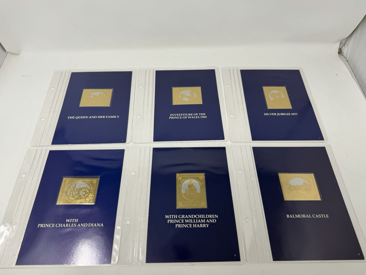 New Elizabethan Golden Age 23ct gold stamp collection, six more mounted gold stamps