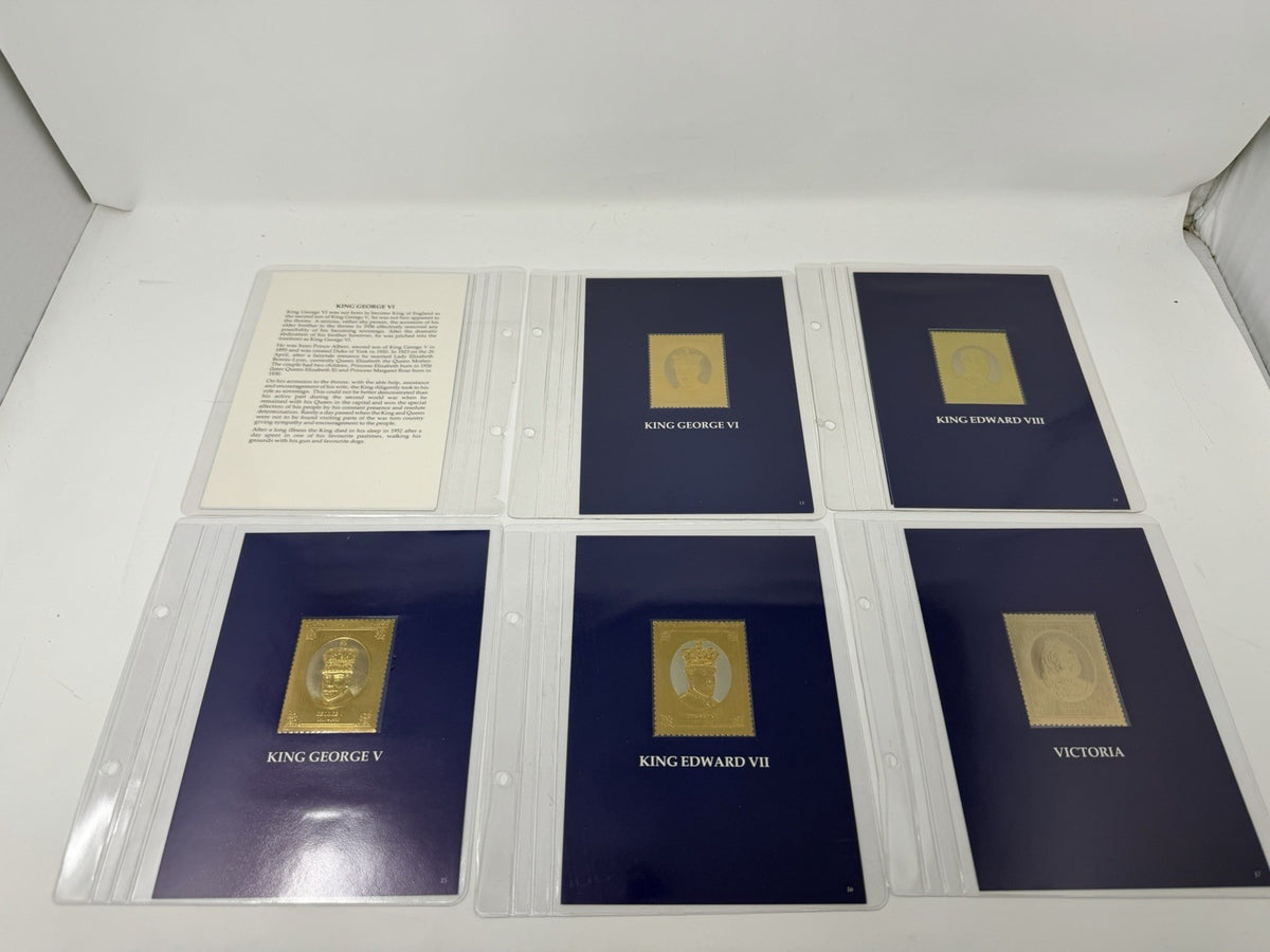 New Elizabethan Golden Age 23ct gold stamp collection, gold stamps and information pages