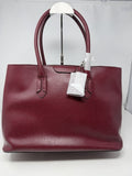 Lauren Ralph Lauren City Tote in rosewood textured leather, front view with tags