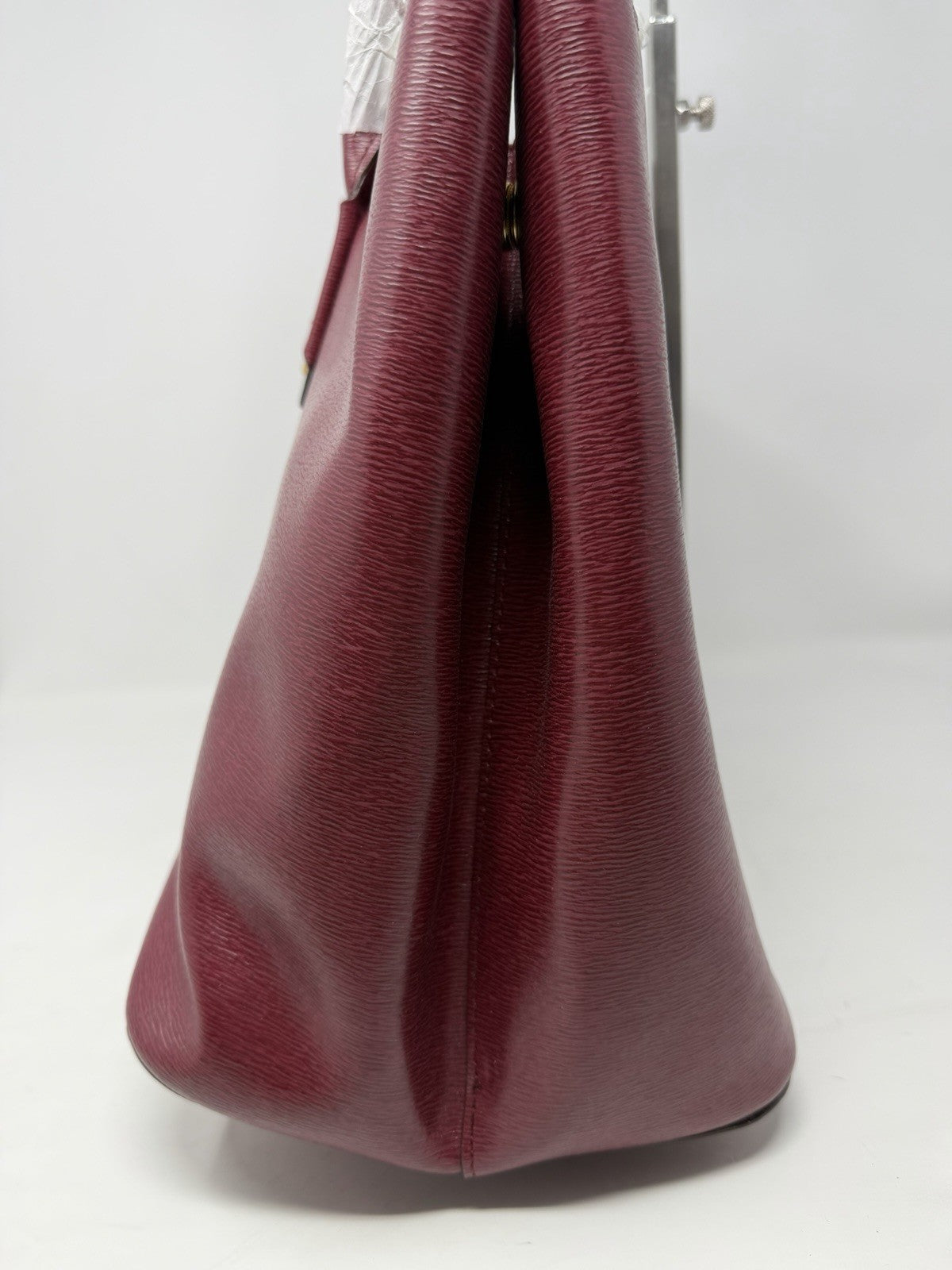 Side profile of the Lauren Ralph Lauren City Tote showing its depth