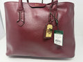 Pre-owned Lauren Ralph Lauren Rosewood leather city tote shopper bag with tag, featuring structured design and top handles.