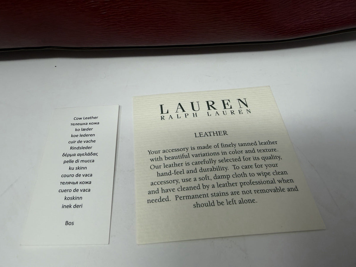 Pre-owned Lauren Ralph Lauren Rosewood leather city tote bag with tag, featuring spacious design and elegant leather finish.