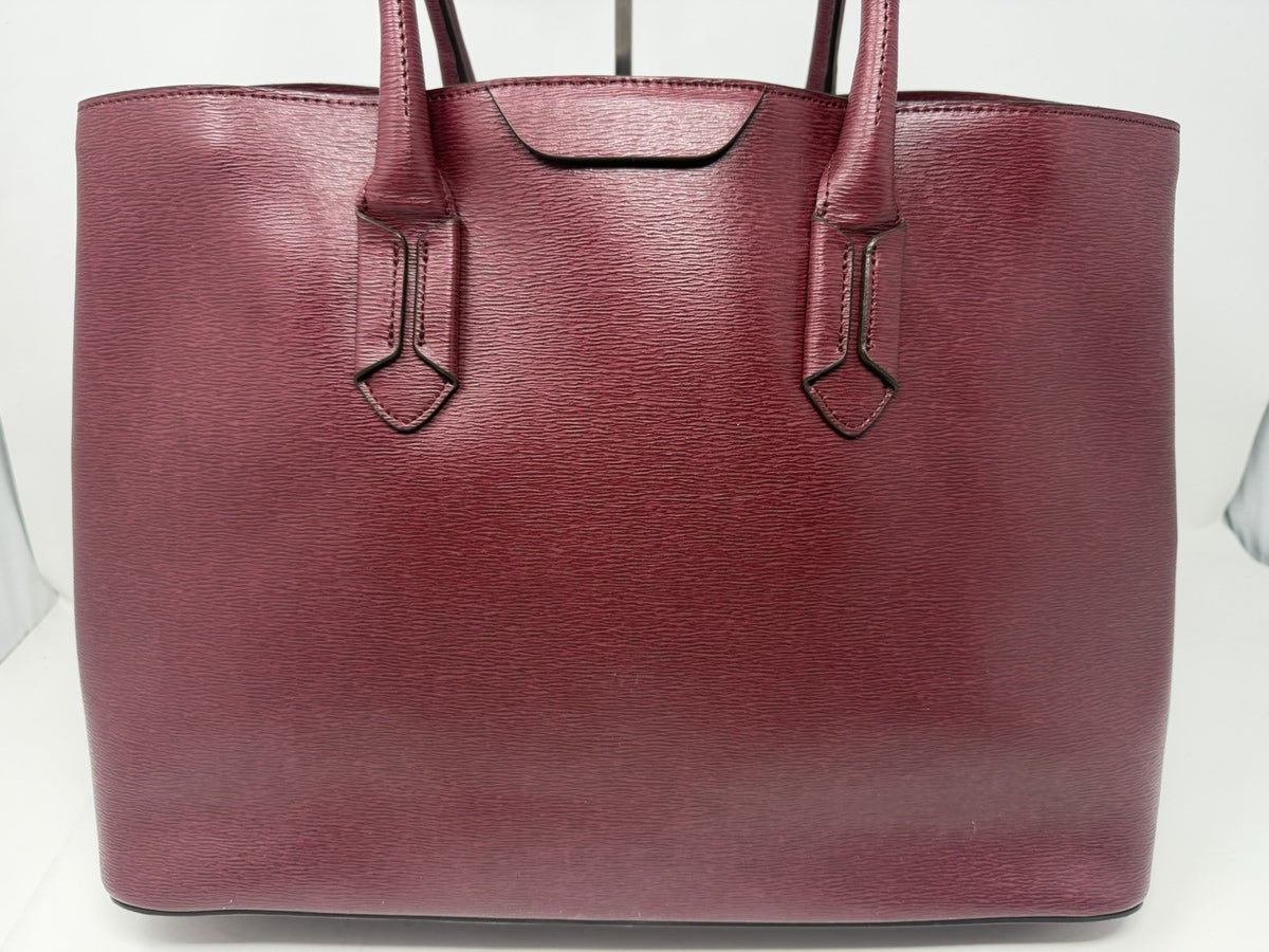 Pre-owned Lauren Ralph Lauren Rosewood leather City Tote shopper bag with tag, showing its spacious design and elegant craftsmanship.