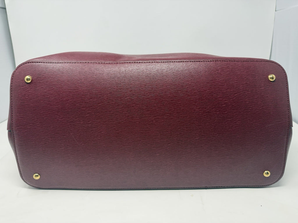 Pre-owned Lauren Ralph Lauren Rosewood leather city tote shopper bag with tag, showing the structured design and top handles.