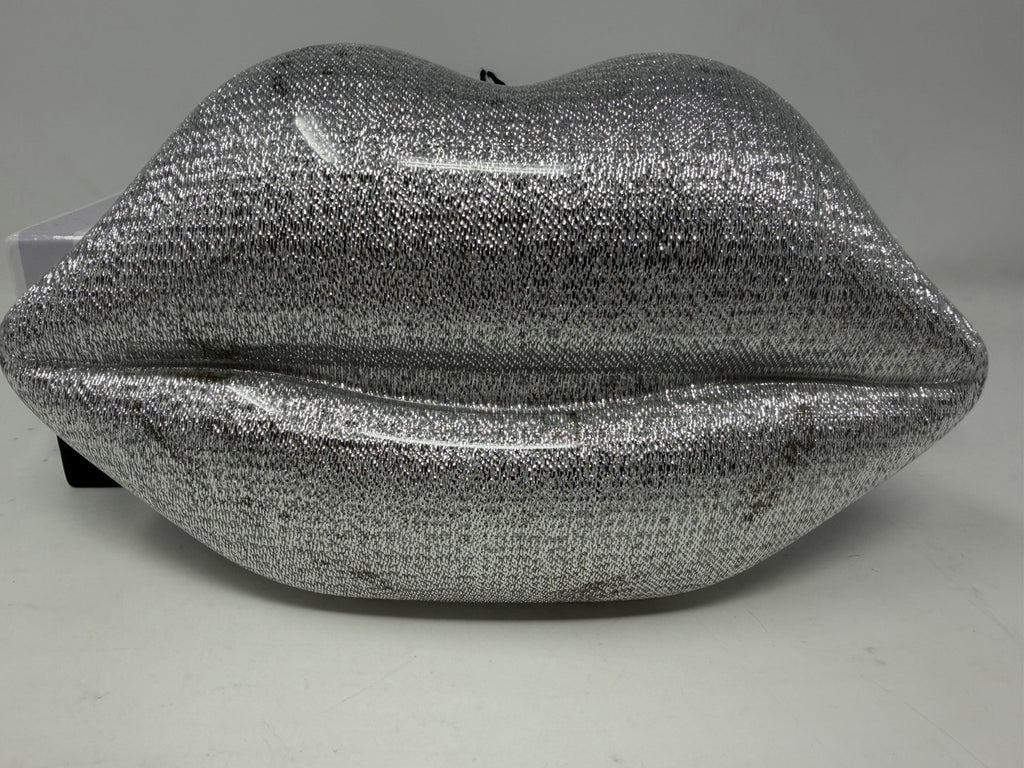 Lulu Guinness silver Perspex Lip Clutch, front view