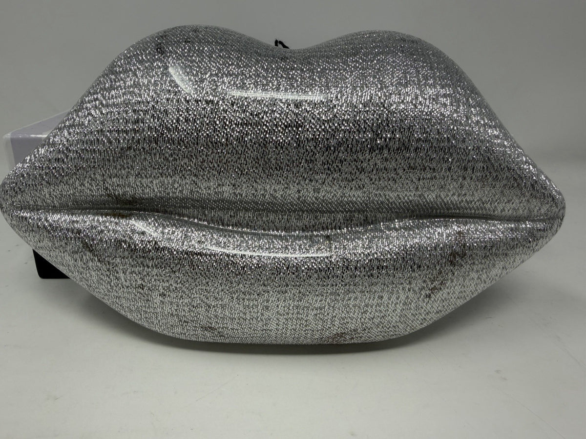 Lulu Guinness silver Perspex Lip Clutch, front view