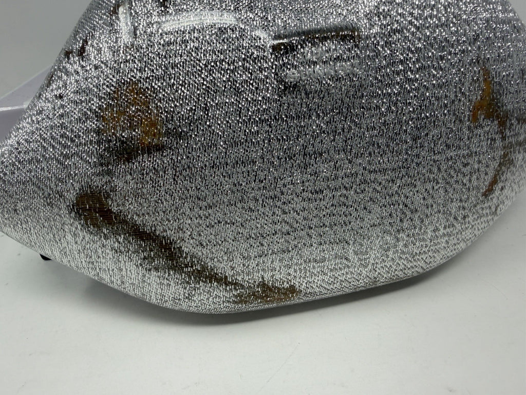 Lulu Guinness silver Perspex Lip Clutch, discolouration on the side