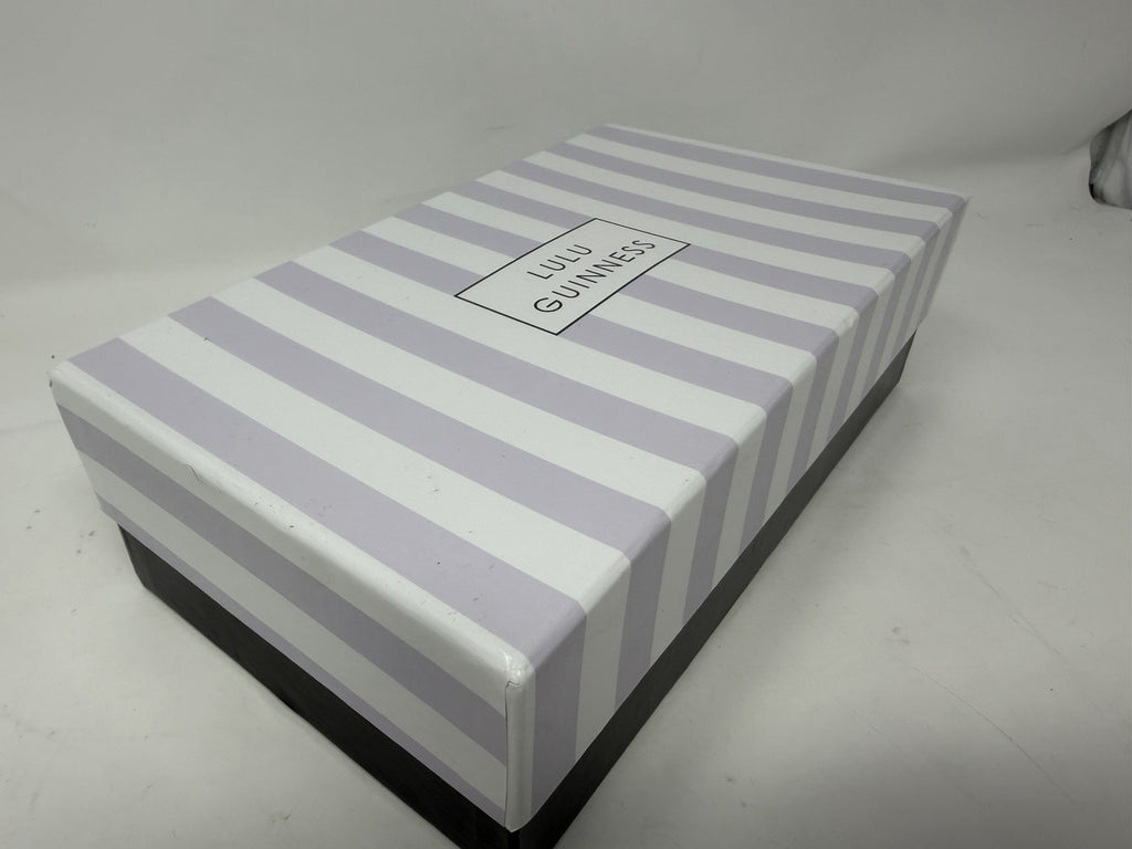 Lulu Guinness silver Perspex Lip Clutch, striped Lulu Guinness box