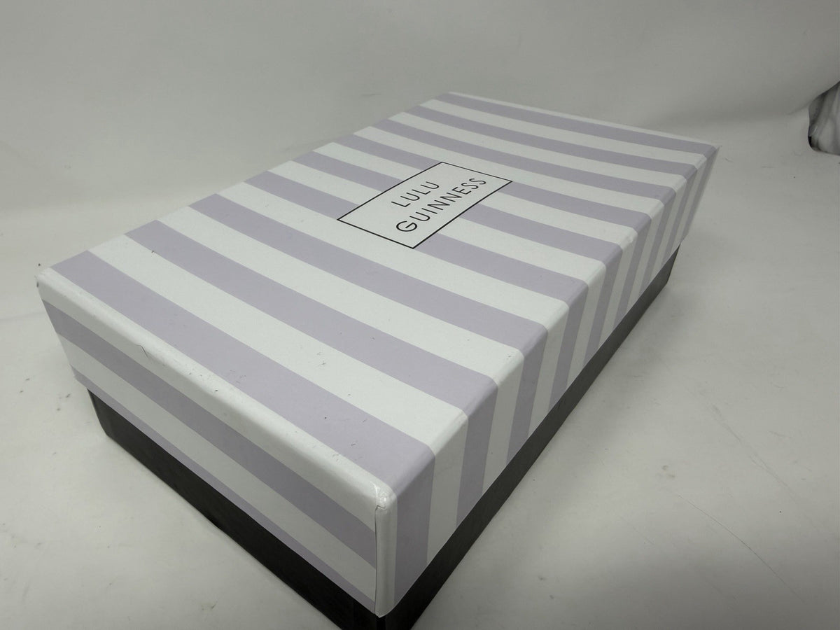 Lulu Guinness silver Perspex Lip Clutch, striped Lulu Guinness box