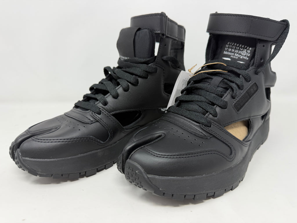 Black Maison Margiela × Reebok Classic Leather Tabi High trainers, UK 6.5, split-toe leather upper