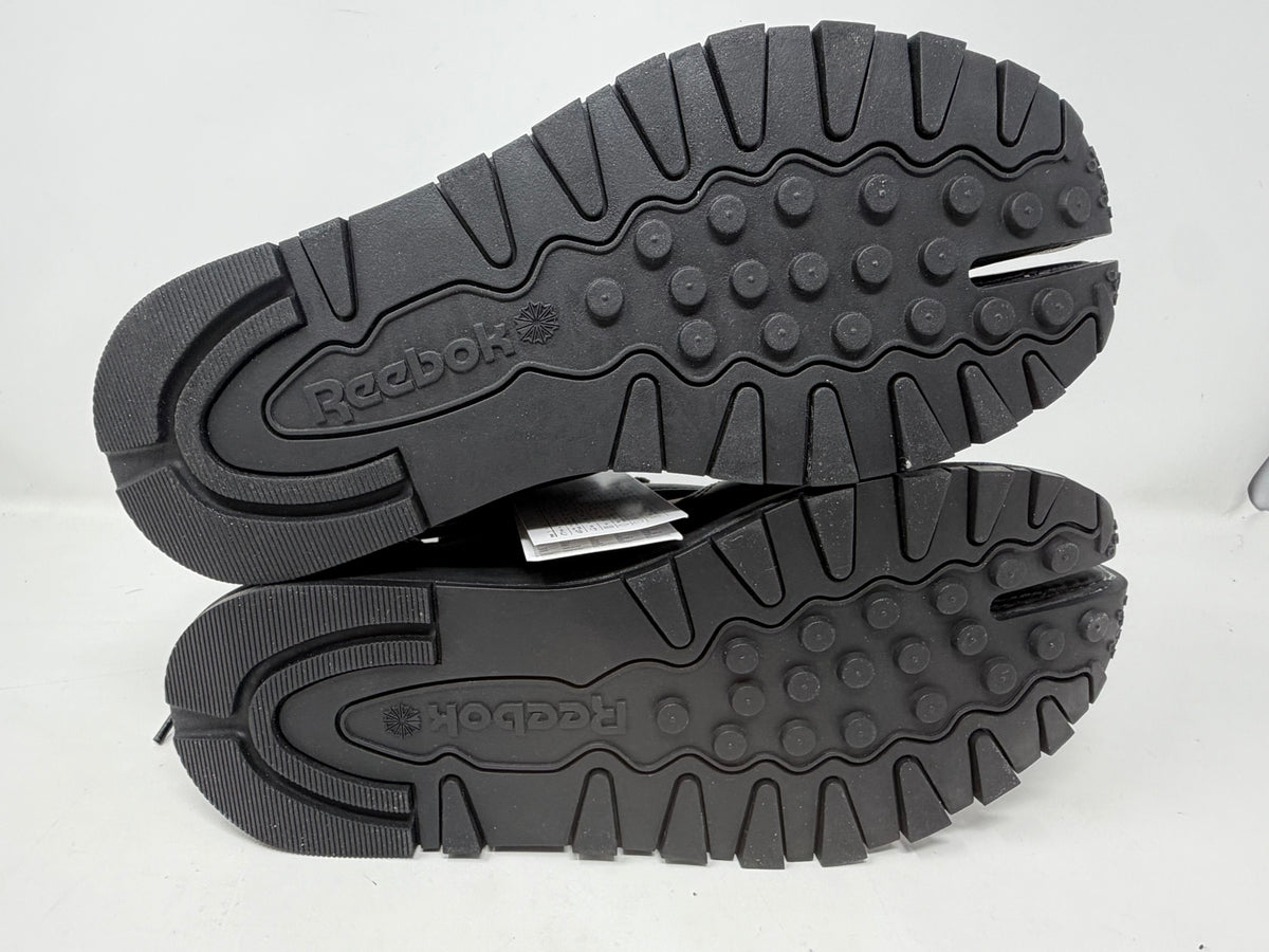 Maison Margiela × Reebok Classic Leather Tabi High Black trainers, UK 6.5, stylish footwear with distinctive split-toe design.