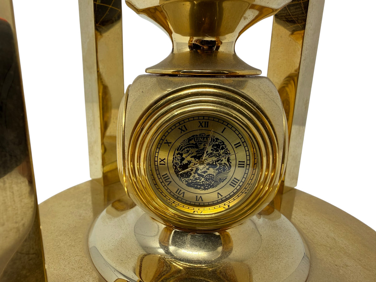 Meridian Collection gemstone world globe with clock, thermometer, and hygrometer, decorative home décor in a boxed set.