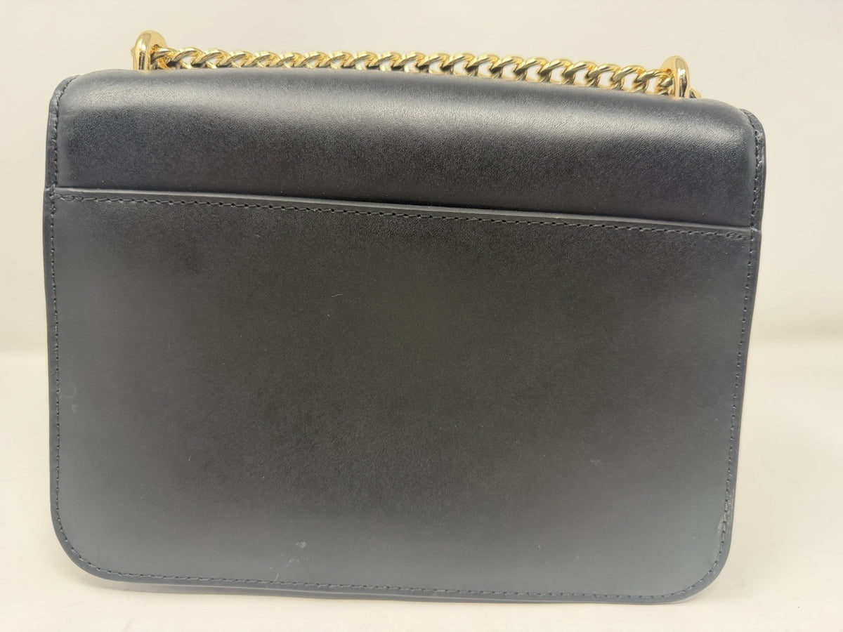 Michael Kors Mott large chain shoulder bag in black leather, back view