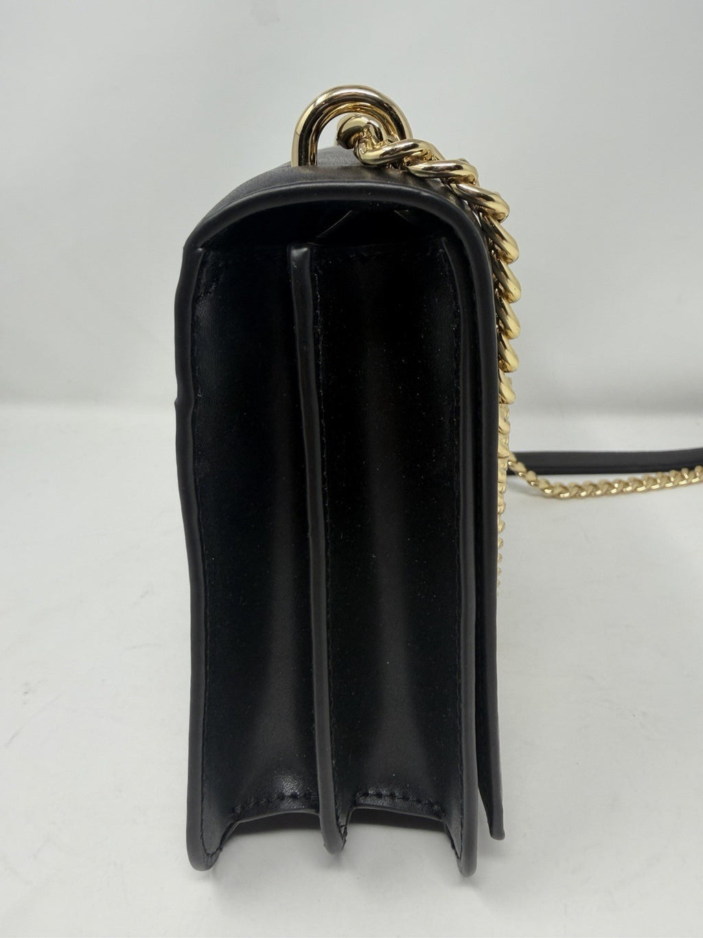 Michael Kors Mott large chain shoulder bag in black leather, opposite side profile