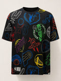 New Era NBA black all-over team logo print t-shirt, men's 2XL – photo 1 of 13