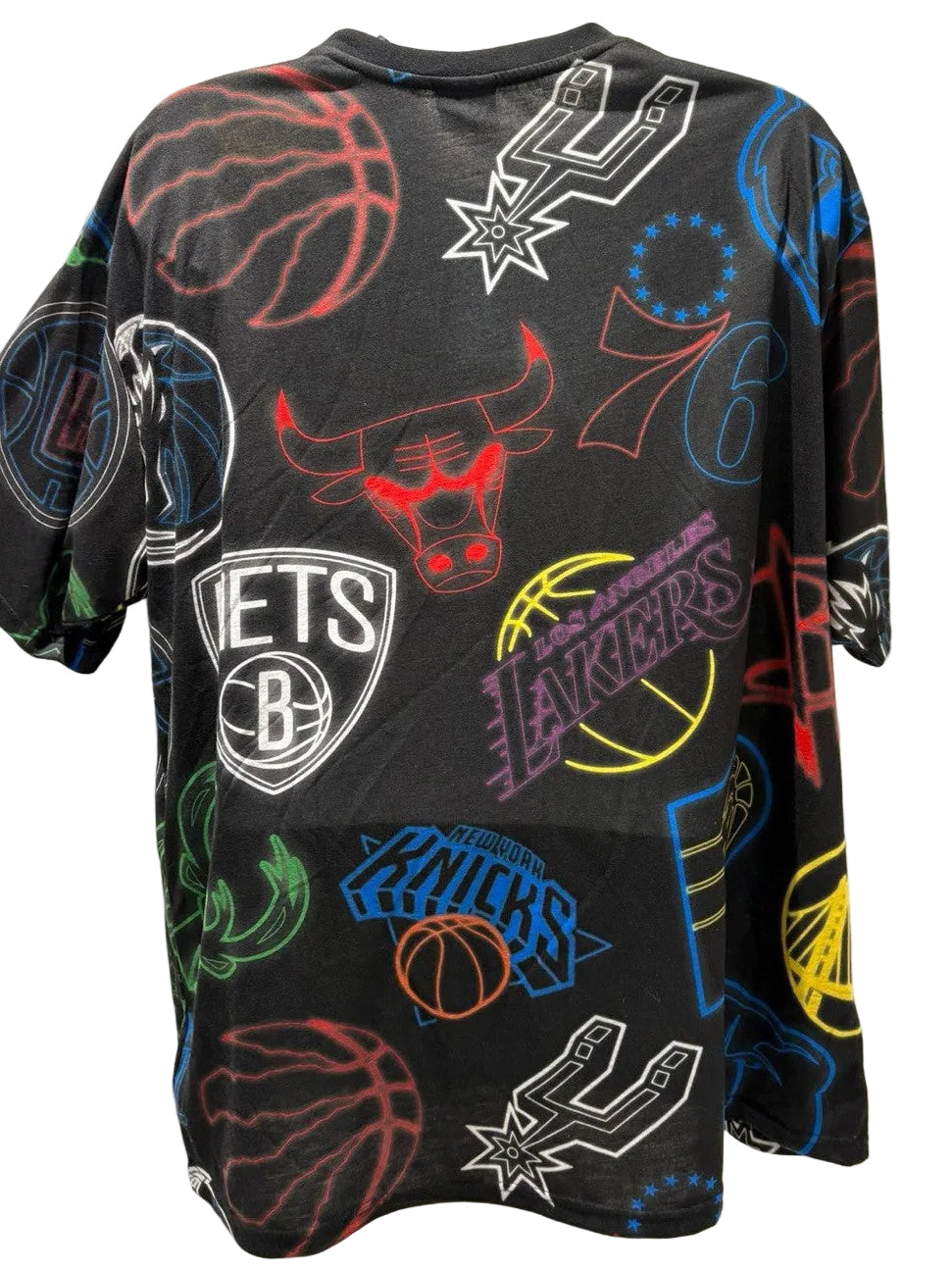 New Era NBA black all-over team logo print t-shirt, men's 2XL – photo 12 of 13