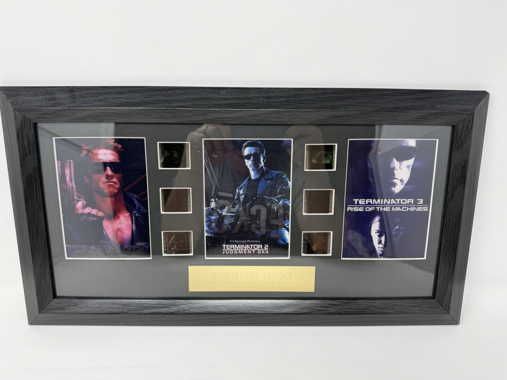 Rye By Post Terminator Trilogy framed film cell display, full framed display