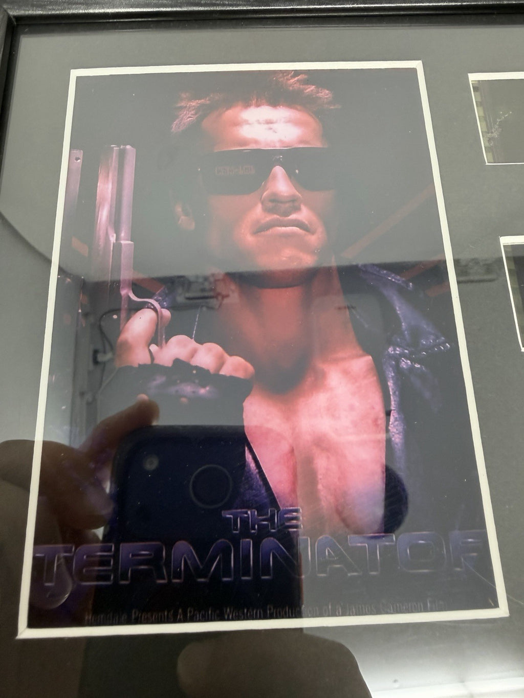 Rye By Post Terminator Trilogy framed film cell display, The Terminator poster panel
