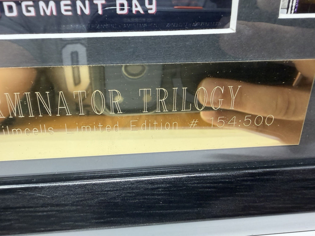 Rye By Post Terminator Trilogy framed film cell display, plaque showing No. 154/500