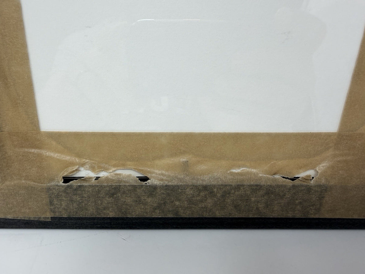 Rye By Post Terminator Trilogy framed film cell display, torn backing tape on the lower edge of the reverse