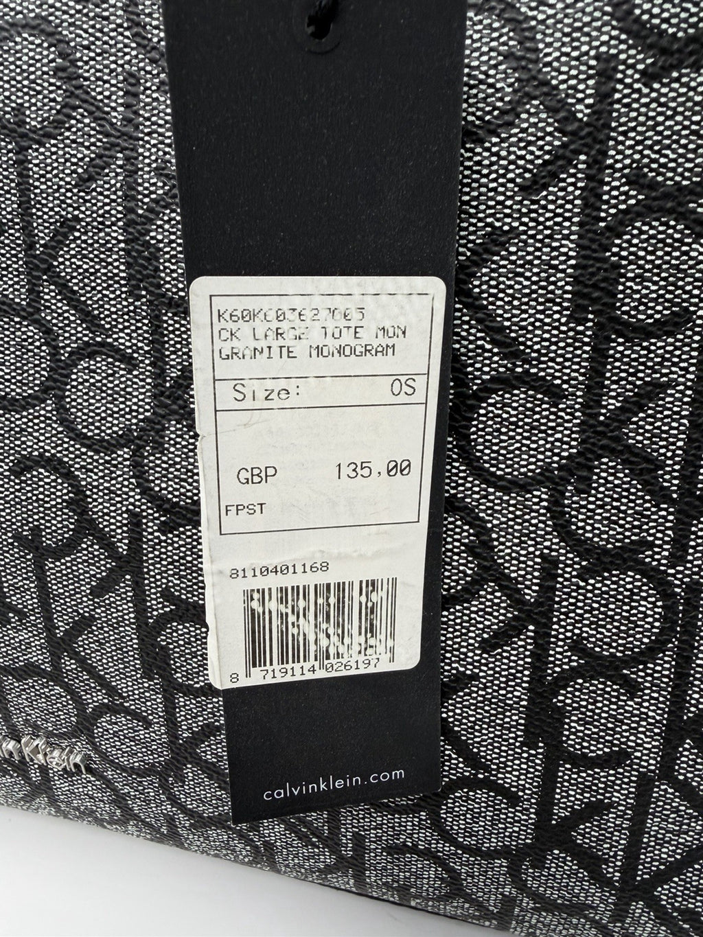 Calvin Klein CK monogram tote bag with black pebbled organiser pouch – photo 7 of 16