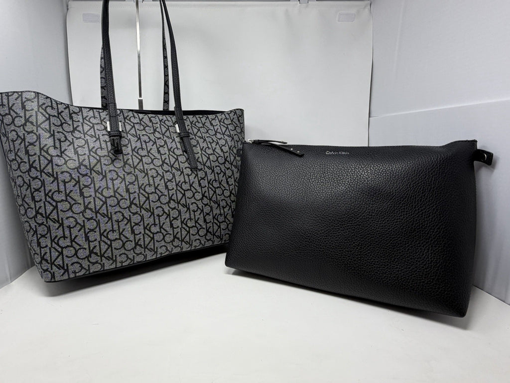 Calvin Klein CK monogram tote bag with black pebbled organiser pouch – photo 2 of 16