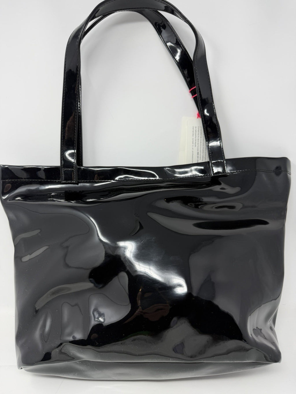 See By Chloé large black patent logo tote shopper with double handles, visible logo detail, dust bag, and included card.