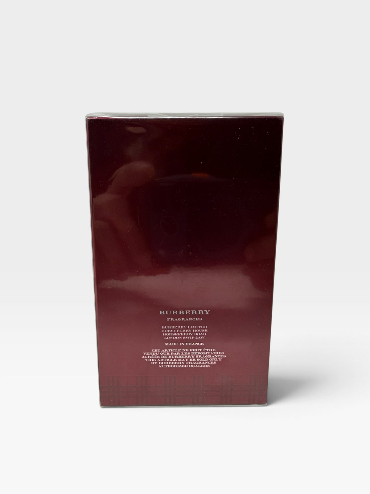 shopwitha2b Burberry for Men Eau de Toilette 100ml fragrance box in deep burgundy with white brand text