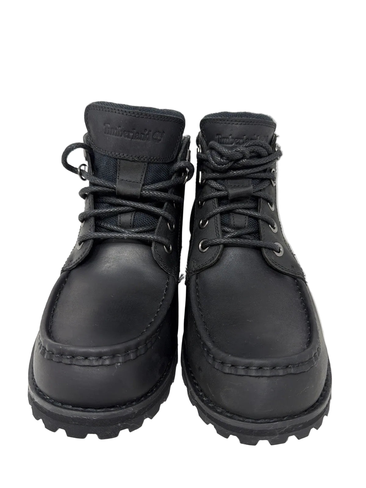 Timberland Earthkeepers men's black leather chukka boots with rugged soles, size UK 8.5 / EU 43, displayed on a plain background.