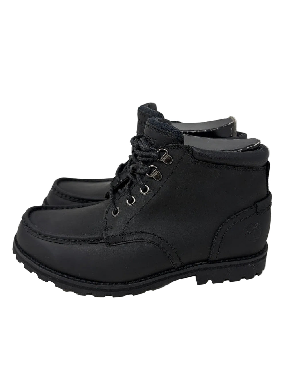 Timberland Earthkeepers black leather chukka boots for men, UK 8.5, EU 43, showing the rugged leather upper and sole details.