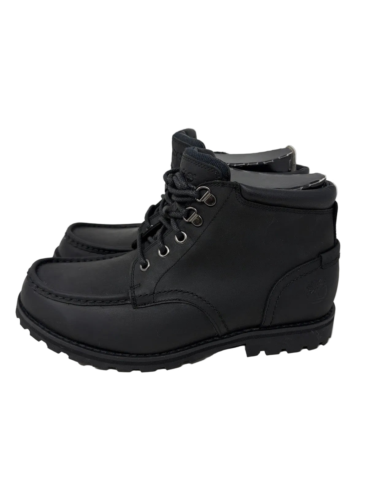 Timberland Earthkeepers black leather chukka boots for men, UK 8.5, EU 43, showing the rugged leather upper and sole details.