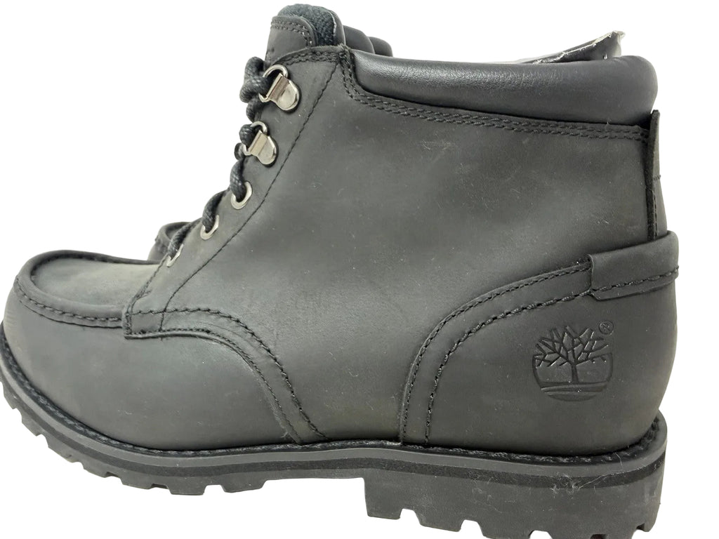 Timberland Earthkeepers black leather chukka boots for men, UK 8.5, EU 43, showing the rugged leather and classic design.