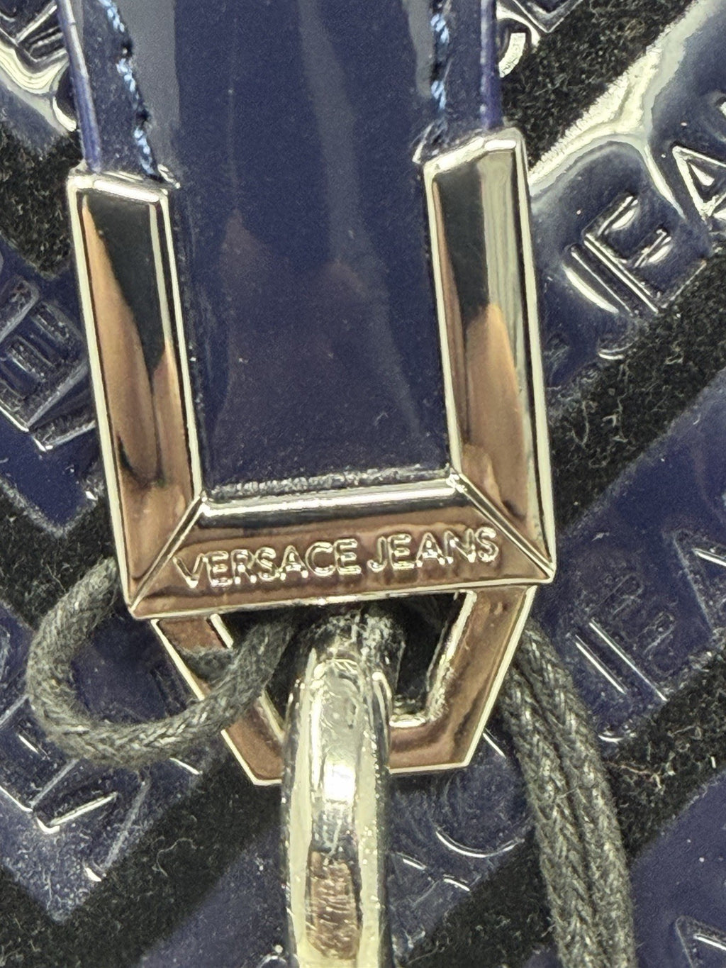 Versace Jeans navy patent chevron embossed tote bag – photo 3 of 9