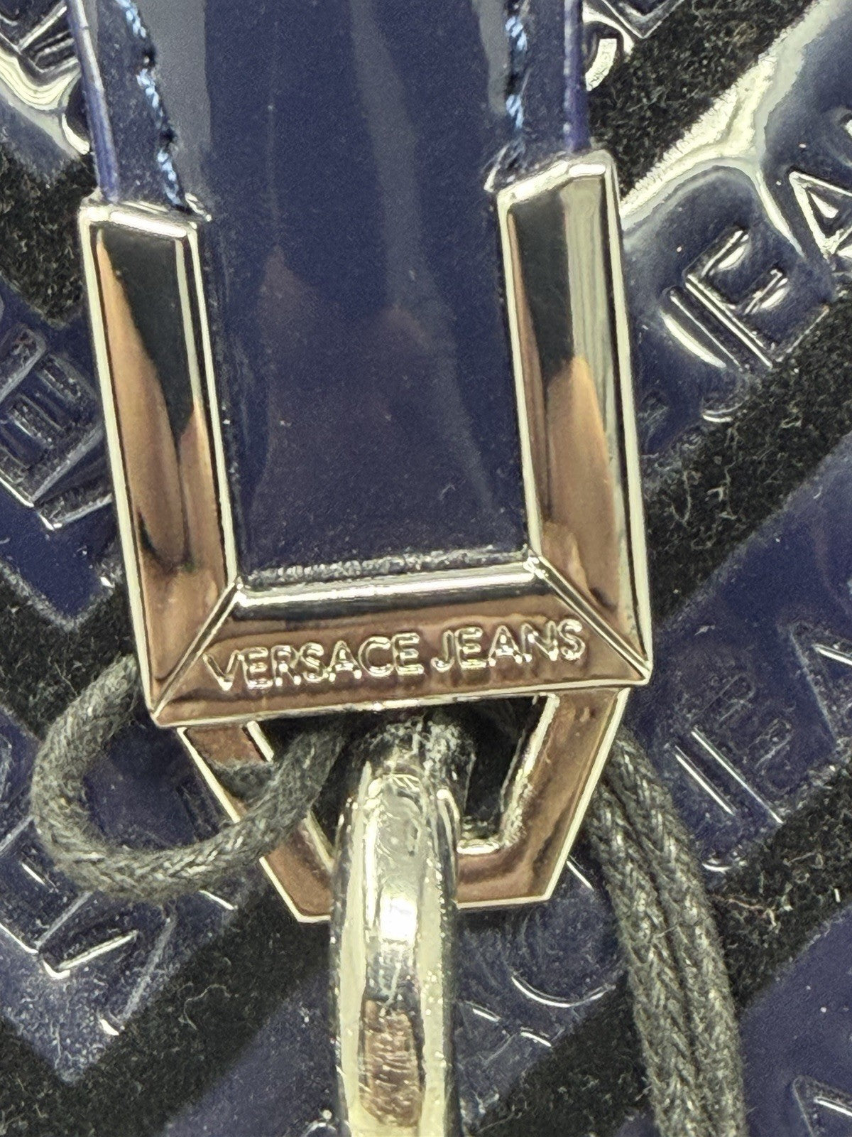Versace Jeans navy patent chevron embossed tote bag – photo 3 of 9